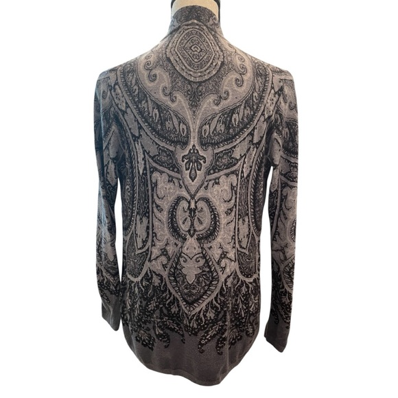 Talbots Gray and Black Paisley Open Cardigan - Picture 2 of 4